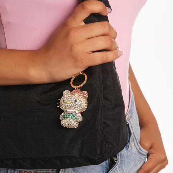 💚🔹️Hello Kitty 🔹️by Sanrio Keychain - Crystal-Studded Charm for Bag - Picture 7 of 9
